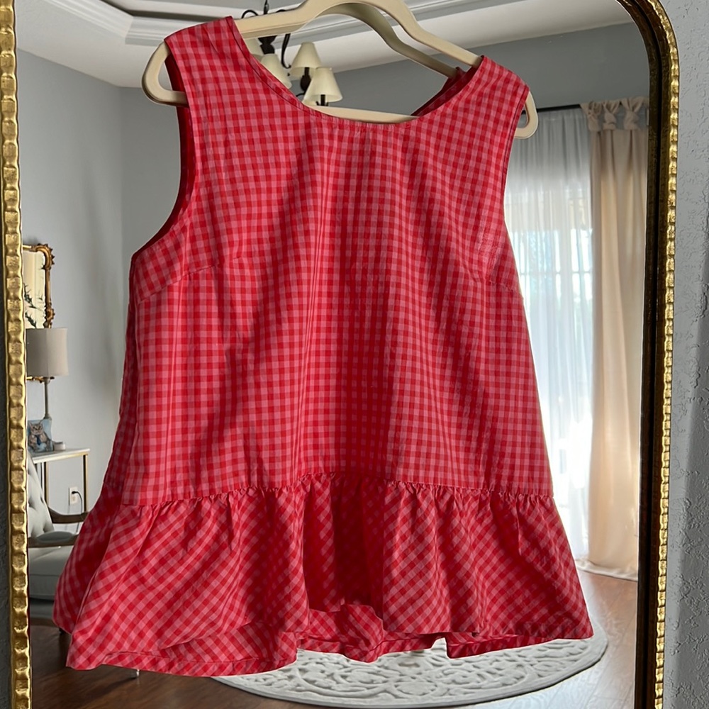 J.Crew Women’s Ruffle Bottom Tank With Tie Back Size XL